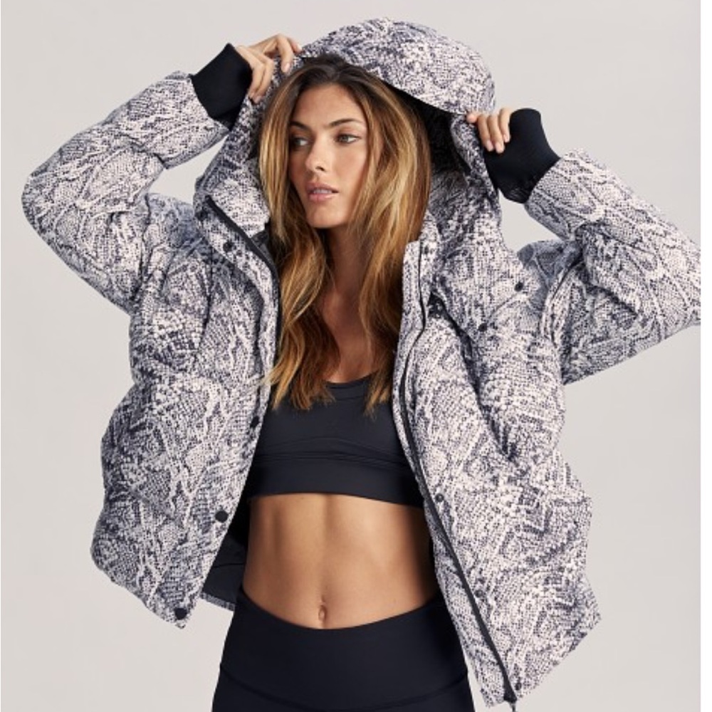 Animal print puffer coat